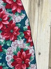 Printed Tablecloth Cotton Holiday Christmas Red Green Poinsettia 70  Round Vtg