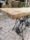 Antique Vintage Wooden Table Entry Way Table On Singer Sewing Machine Iron Base
