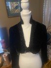 Gorgeous Late 1800s Victorianbeaded Inky Black Silk Velvetbolero  Sm- Medium