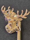 Vintage Elks Lodge Tie Tack 10 K Yellow Gold With Rose Cut Diamonds