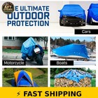 B-air Grizzly Tarps 10  X 14  Waterproof Heavy Duty Blue Tarp