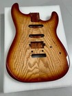 Aaaaa New Stunning Ash Wood Flame Veneer Mahogany     Honey Amber Guitar Body