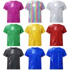 Kids Boys Girls Jazz Costume T-shirt Sequins Tops Fancy Dress Up Blouse Unisex