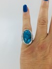 Genuine 10 Ct Kingman Turquoise   Natural White Zircon Silver Ring Size 5     10