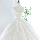 Elegant Beaded Backless Wedding Dresses Strapless Lace Up Princess Bridal Gowns
