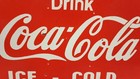Coca Cola Porcelain Enamel Heavy Metal Sign 18 X 10   Flange  Double Side