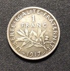 1917 French Silver  1 Franc  Enn Coins