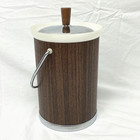 Vintage Mid Century Modern Kromex Ice Bucket Atomic Chrome Plastic Wood Barware