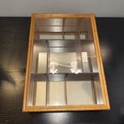 Vintage Wooden Display Case Cabinet Mirror Glass Door Hanging