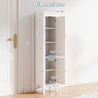 Bathroom Floor Cabinet Tall Narrow Linen Tower With 2 Doors   Adjustable Shelf