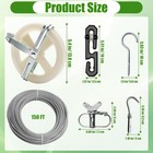 Outdoor Clothesline Kit Clothesline Pulley Kit Include 150ft Clothes Line  2