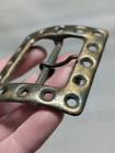 Vintage 1970s Belt Buckle Brutalist Handcrafted Brass Patina Rustic Western
