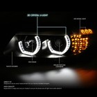  3d U-halo Drl led Signal  For 09-12 Bmw E90 3-series Projector Headlights Black