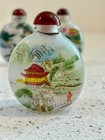 3   Chinese Snuff Bottle Lot - Reverse Inside Painted Oriental Scenes - Nice 