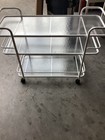 Vintage Metal   Glass Three -tier Outdoor Bar Or Serving Cart Some Flaws