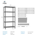 Adjustable Rack Garage Warehouse Metal Wire Shelvings 5 Tier Shelves Black 69 In