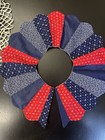 Vintage Handmade Blue Red Floral Calico Dresden Plate Quilt Removable Collar