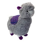 Fuzzy Gray Llama Alpaca Plush Toy Purple Saddle Stuffed Animal 12in Tall