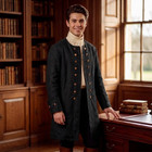 Mens Colonial Frock Coat 18th Century Historical Reenactment Linen Jacket