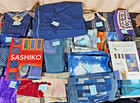 Japanese Sashiko Fabric Textile Lot 40  Pieces W  Books Boro Indigo Panels