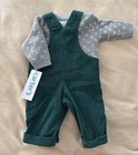 Carter s Newborn 2-piece Green Corduroy Overalls   Gray Fair Isle Sweater