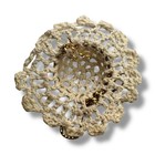 Mini Victorian Crochet Hat Craft Doll Fairy Garden Supply Cream   Gold