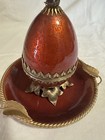 Vintage Evans Egg Table Lighter Ashtray  Set Burnt Orange Sparks