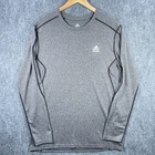 Adidas Techfit Shirt Men L Gray Long Sleeve Performance Stretch Climalite