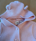 Baby Gap First Favorites Knit Hooded Bear Sweater Pink Girls Sz 3 6 Months
