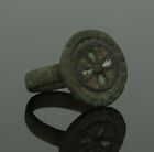 Ancient Byzantine Bronze Cross Ring - 6th-9th Century Ad     224 