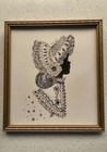 Pair Of Vintage Elizabeth Whealon Framed Silhouette Drawings In Gilt Frames