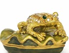 Small Gold Frog On Leaf Hinged Trinket Box Jeweled Enameled 1 5 h By Sorelle
