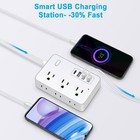 Surge Protector Power Strip W  6-8 Outlet Long Extension Cord Usb Port Flat Plug