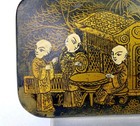 Japanese Papier Mache Lacquered Gilt Meiji Era Antique 3  Lidded Box 1868-1912