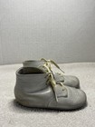 Vintage Baby High Top Shoes White Lace Up Infant Crib Shoes Leather