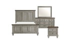 New Queen King 4pc Gray Brown Acacia Solid Wood Bedroom Set Rustic Bed d m n
