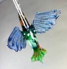Blown Glass Bird Hummingbird Figurine Hanging Ornament Murano Style Art Blue 4 9