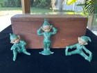 Vintage Gilner Green Ceramic Pixie Elf Christmas Figurine 1950s Set Of 4
