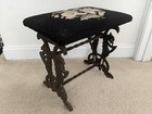 Victorian Floral Iris Needlepoint Bench Stool Ft  Bronzed Cast Iron Chimera Base