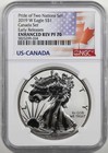2019 W Silver Eagle Reverse Proof Ngc Pf70 From  canada Set  Rcm Nation Pride Er