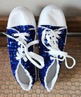 Women s Blue Sequin Casual Low-top Canvas Tennis Shoes Size Eu 40 Us 9   9 5