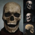 Human Skull Mask Full Head Helmet Movable Jaw For Halloween Cosplay Party Props
