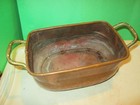 Vintage Collectible Square Hammered Copper Pan Pot Brass Handles