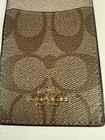 Coach Signature Logo Canvas Id Badge-holder Card Case Keyring Clip Light Khaki