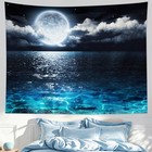 Hvest Ocean Tapestry Wall Hanging Blue Sea Night Sky Natural Scenery Tapestry Mo