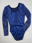 Quatro Gymnastics Leotard Competition Blue Rhinestone Bling Gk Sz  Cm Size  Int