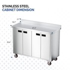 Stainless Steel Work Table With Storage Cabinet   Wheels For Commercial Kitchen