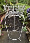 Vintage Victorian Stye White Metal Wire Plant Stand Pedestal Basket 32 