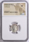 M  Opeimius Moneyer Roman Republic Ngc Xf Silver Denarius 131 Bc Roma Apollo