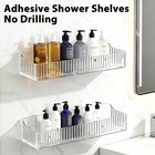 Cqkedma Acrylic Shower Caddy Adhesive  4 Pack No Drilling Clear Bathroom Orga   